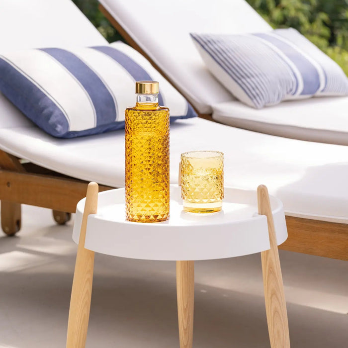 Isolano Bottle Borosilicate Glass Golden Yellow Ø.83x256mm. CL.96,5 - TAPPO ARGENTO/ORO