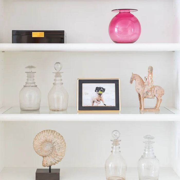 Black Enamel & Gold Curve Frame