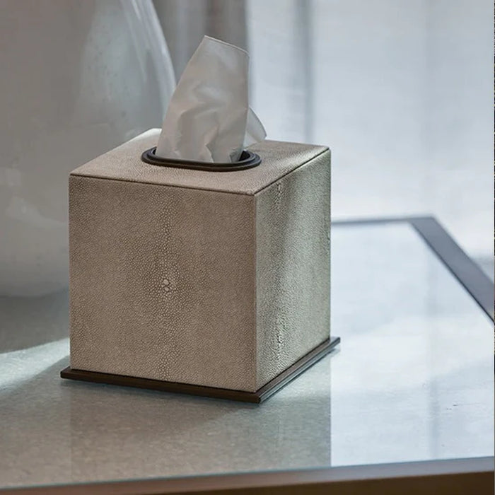 Ecru Faux Shagreen Tissue Box