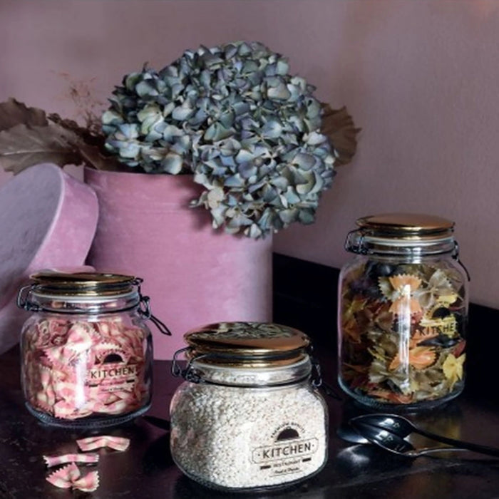 Tognana Airtight Lid Glass Jar Dolce Casa Gold Jam Jar Collection (M / L) W14 x H21 cm