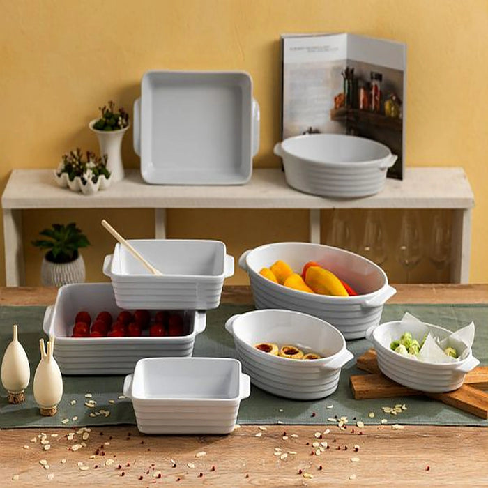 Tognana Ceramic Rectangular Baking Dish - Baking Pan S/M/L- Cook Rings - White W35 x D24 x H8 cm