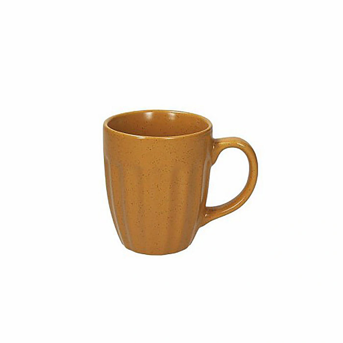 Brown ceramic mug on a white background