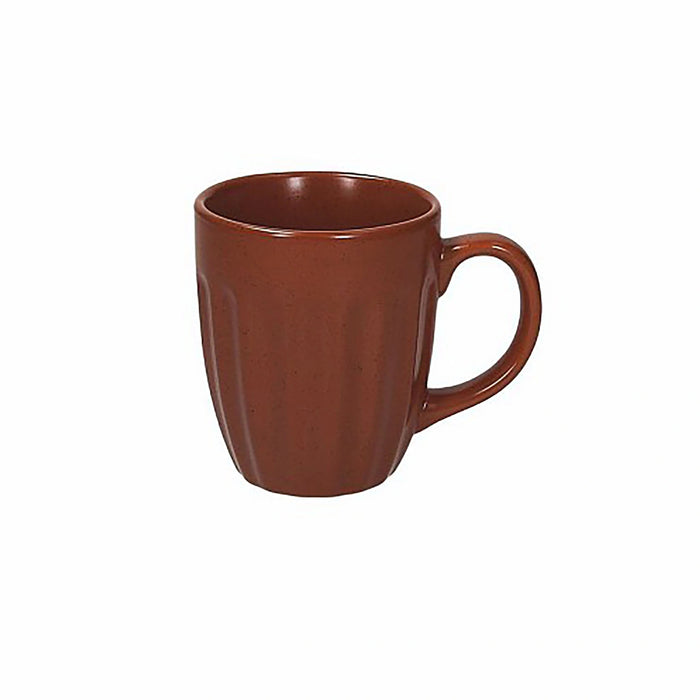 Brown ceramic mug on a white background