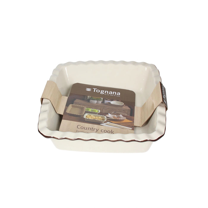 Tognana Rectangular/Square Ceramic Baking Dish - Country Cook Cream/Taupe W25 x H6.2 cm