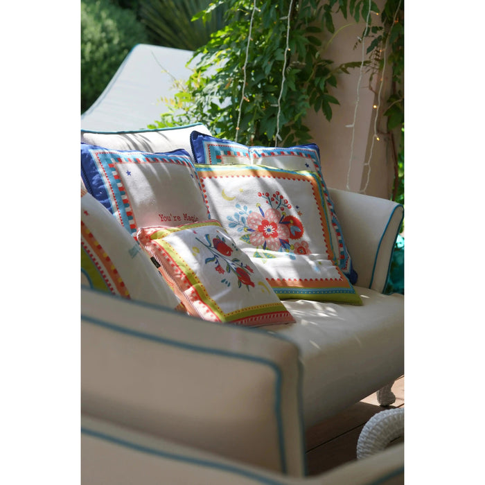 Set of 4 Embroidered Decorative Cushions - Mamma Mia
