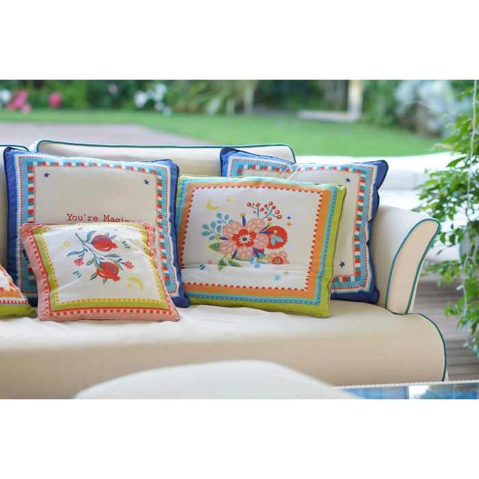 Set of 4 Embroidered Decorative Cushions - Mamma Mia