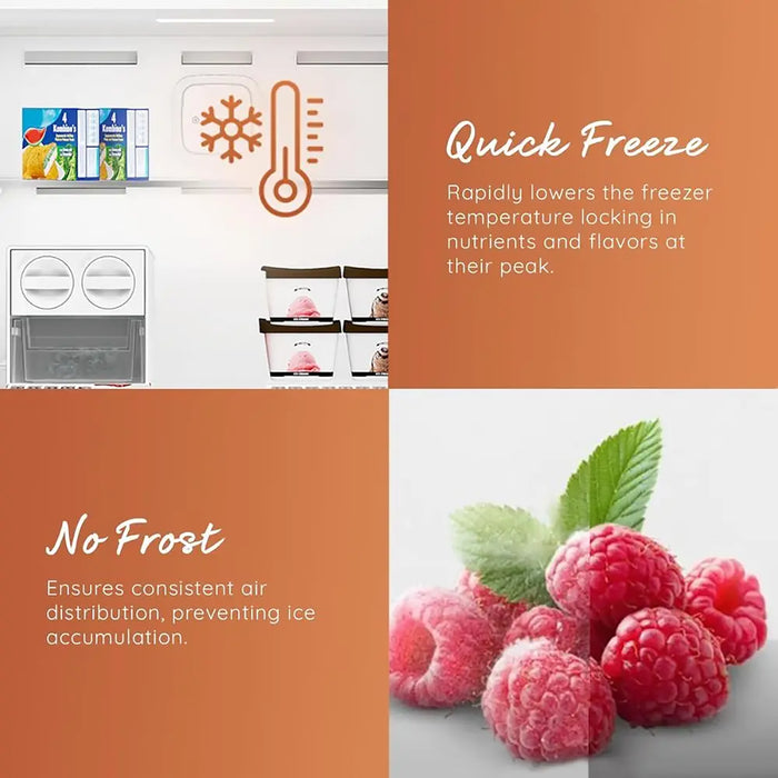 Ariston 557L Gross 405L Net Double Door Freezer Top Refrigerator| Inverter Compressor | No Frost Technology | LED Display | Glass Shelves | Titanium Inox | ART78F6593XME