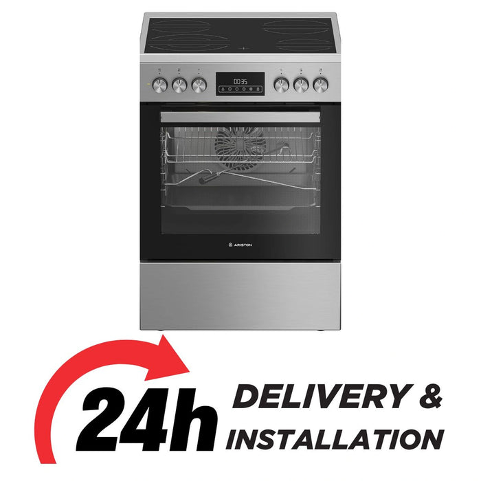 Ariston 60cm Electric Cooker | Built-In Electric Grill | Touch Control | 6 Functions | Steam Cleaning | ARR6EV520205XME