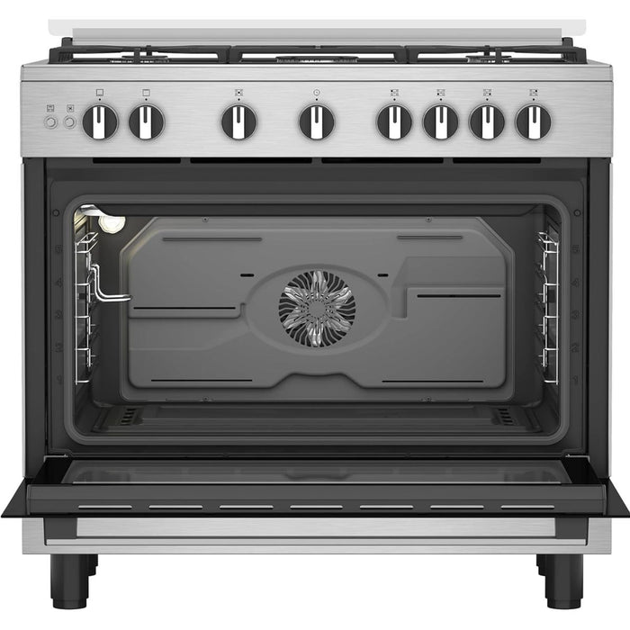 Ariston 90CM Gas Cooker | 5 Burners | Built-in Air Fryer | Self-Cleaning | Auto Ignition | Cast Iron Support | ARR9GGF23129XME