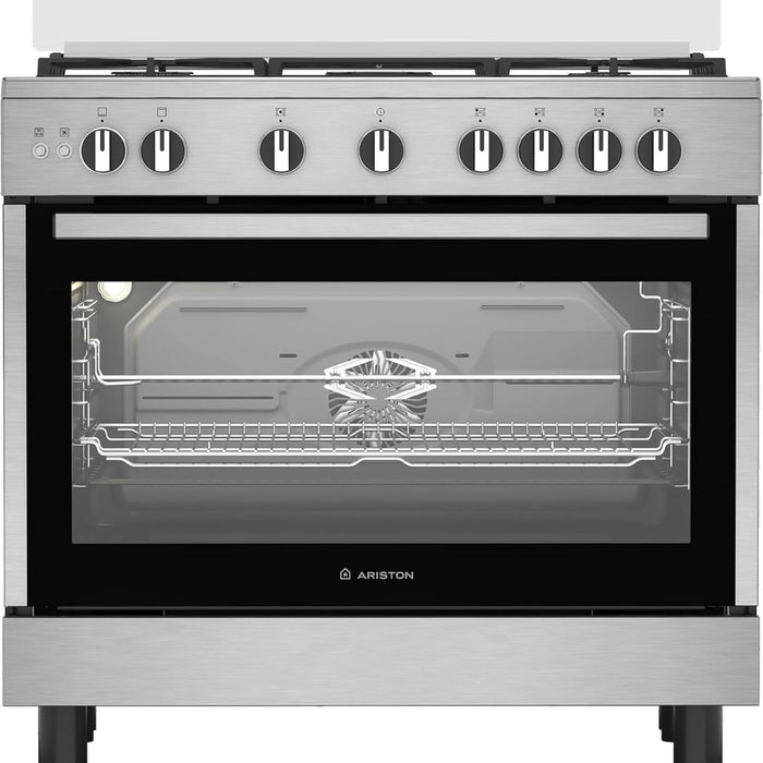 Ariston 90CM Gas Cooker | 5 Burners | Fan-Assisted Oven | Self-Cleaning | Auto Ignition | Safety Valve | Cast Iron Support | ARR9GGF22125XME EROS