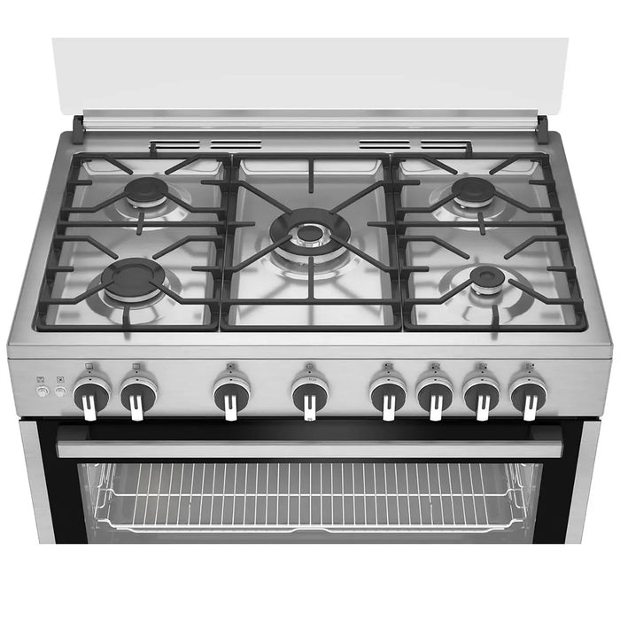 Ariston 90CM Gas Cooker | 5 Burners | Fan-Assisted Oven | Self-Cleaning | Auto Ignition | Safety Valve | Cast Iron Support | ARR9GGF22125XME EROS