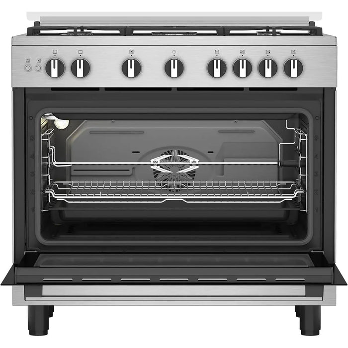 Ariston 90CM Gas Cooker | 5 Burners | Fan-Assisted Oven | Self-Cleaning | Auto Ignition | Safety Valve | Cast Iron Support | ARR9GGF22125XME EROS