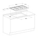 Technical drawing of a kitchen hood with dimensions labeled