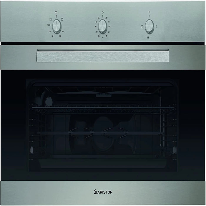Ariston Built In 90cm Full Gas Oven | Mechanical Controls | Conventional Functions | Safety | Glass Ventilated Door With Interior Light | Integrated Cleaning System | Made Turkey | Inox GGSM53IXA30