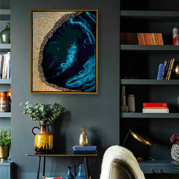 Golden Cave – Handmade LuGreen Gold | Handmade Paintingury Abstract Canvas Paintings Dubai