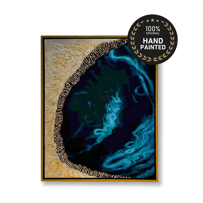 Golden Cave – Handmade LuGreen Gold | Handmade Paintingury Abstract Canvas Paintings Dubai