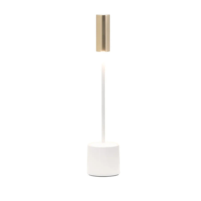 Carolina Table Lamp Ø.60X286Mm. Painted Glossy White + Brushed Brass 2,0W Led 22-27-30K