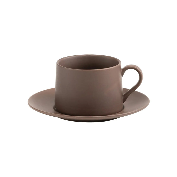 LELEVANTE Tea Cup Ø.106x75mm.  43,5 CL. Saucer Ø.122mm. Brown  - Set of 2