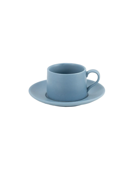 LEVANTE Coffee Cup Ø.65x45mm.  8 CL. Saucer  Ø.125mm. Avio Blue - Set of 2