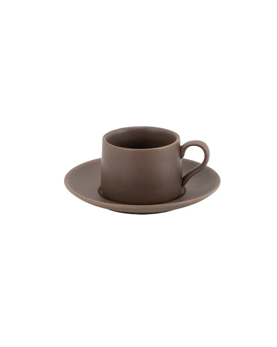 LEVANTE Coffee Cup Ø.65x45mm.  8 CL. Saucer  Ø.125mm. Brown - Set of 2