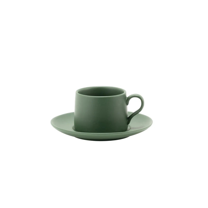 LEVANTE Coffee Cup Ø.65x45mm.  8 CL. Saucer  Ø.125mm.Olive Green  - Set of 2