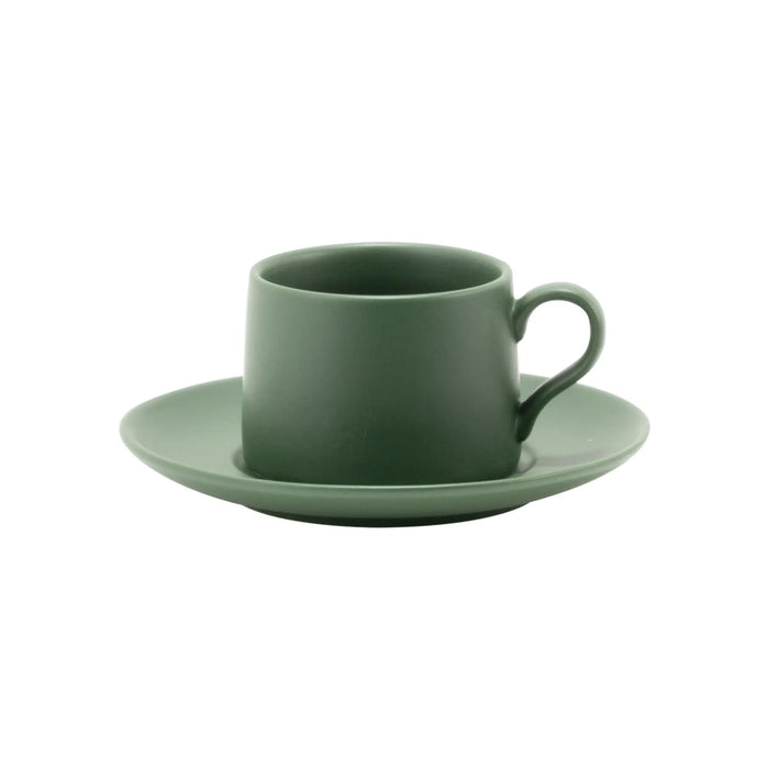 LEVANTE Tea Cup Ø.106x75mm.  43,5 CL. Saucer Ø.122mm. Olive Green - Set of 2