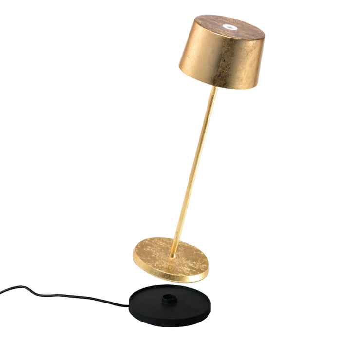 Olivia Pro Table Lamp Ø.110X350Mm. Painted Golden Leaf 2,2W Led 130-150Lm. No Plug