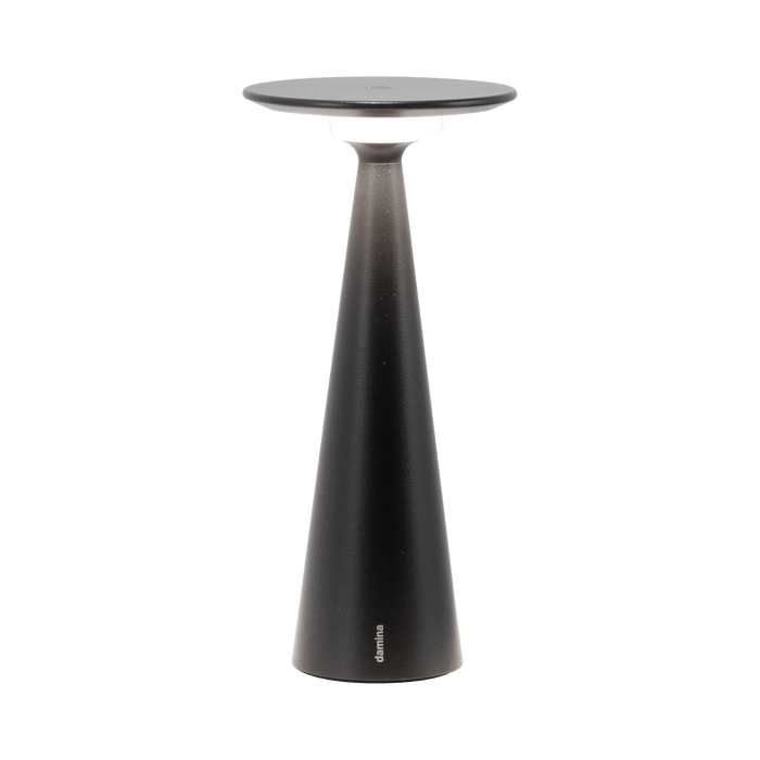 Black outdoor lamp with a round top on a green background
