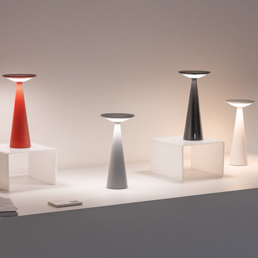 Set of modern table lamps on a neutral background