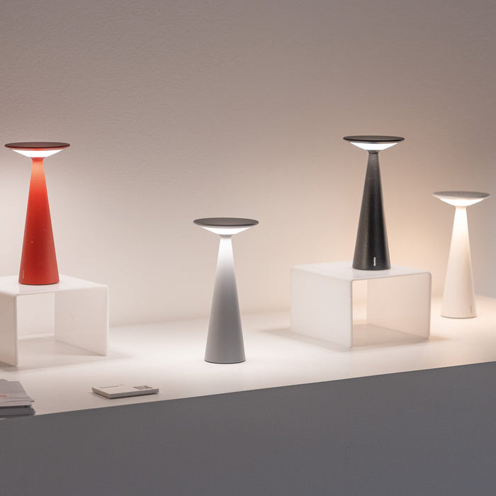 Set of modern table lamps on a neutral background