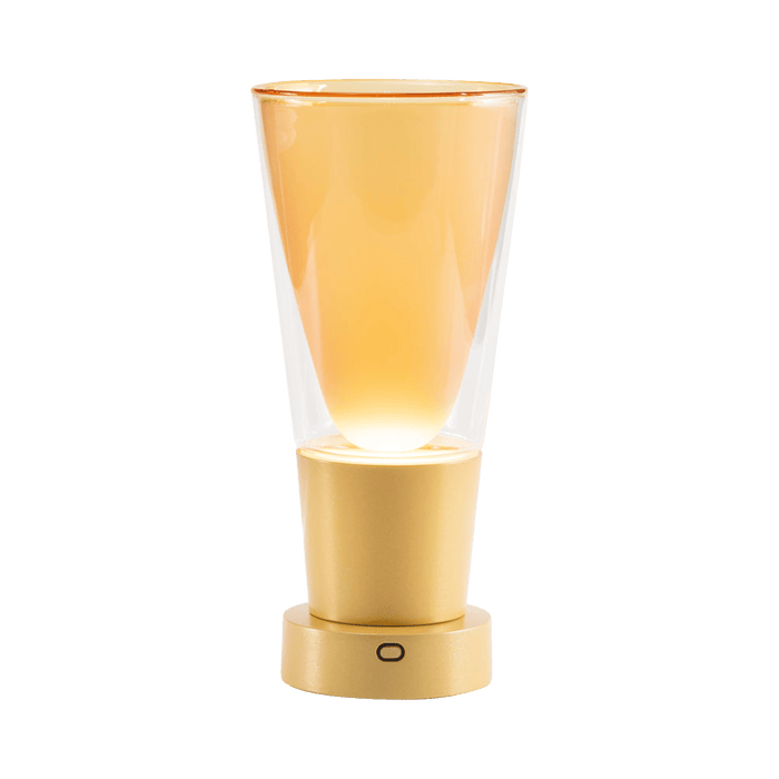 Gold glass lamp with a clear top on a transparent background