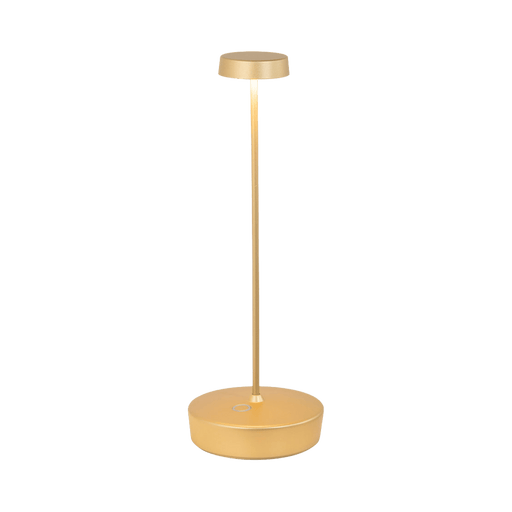 Gold table lamp on a green background