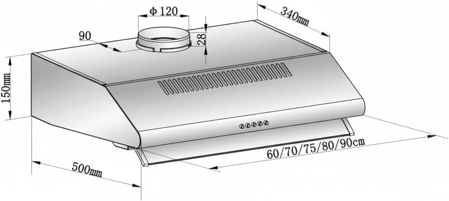 Baumatic BMECH9FS-2 | 90cm Chimney Hood | Twin Motor Cooker Hood with LED Light & Glass Viso