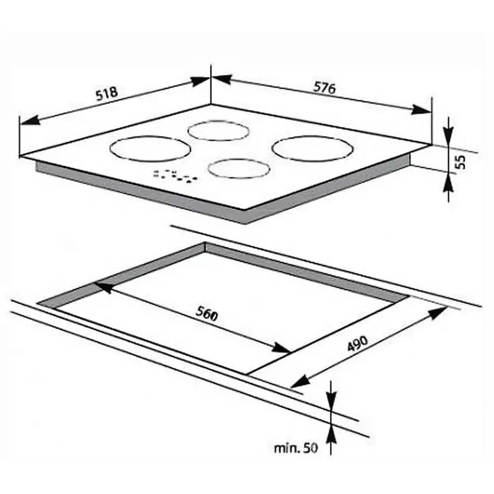 Baumatic BMEH64EE | 60cm Built-In Ceramic Hob | 4 Zone Electric Cooktop with Touch Controls | Made In Italy