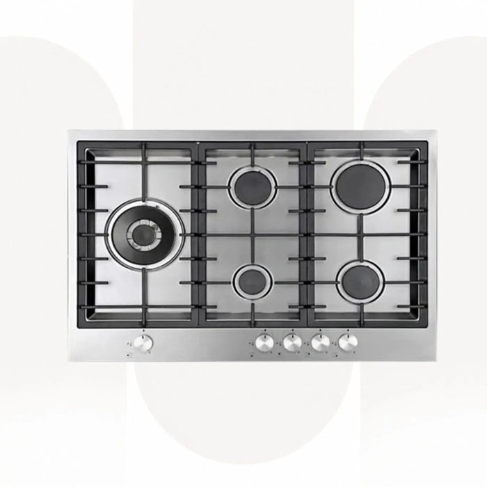 Baumatic BMEH9GFSS | 90cm 5 Burner Built-In Gas Hob | Stainless Steel Gas Cooktop with Auto Ignition | Made In Italy