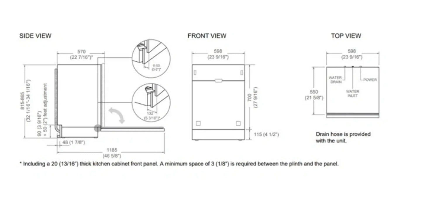 Bertazzoni DW60S3IAPSC | 60cm Built-In Dishwasher | 16 Place Settings Fully Integrated Dishwasher