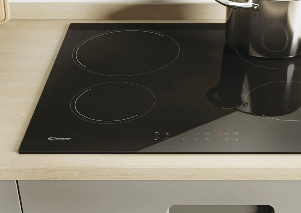 Candy CC64CH | 60cm Vitroceramic Hob | 4 Radiant Zones | Touch Control | Black Glass Cooktop | Made In Turkey