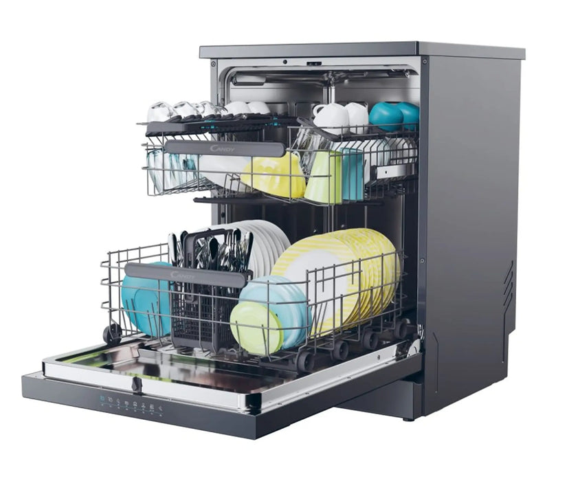 Candy CF5C6F0A-19 | Freestanding Dishwasher |15 Place Settings | Wi-Fi & Bluetooth, Auto Door Open | Anthracite Finish
