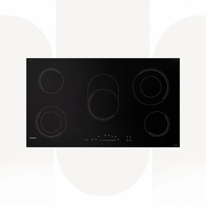 Candy CH95CE | 5 Zone | 90 CM Built-In Vitroceramic Hob | Touch Control, Black | Made in Italy