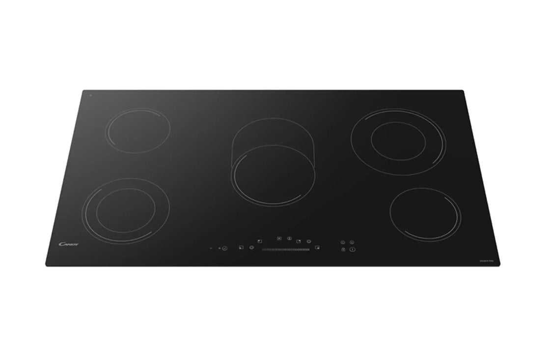 Candy CH95CE | 5 Zone | 90 CM Built-In Vitroceramic Hob | Touch Control, Black | Made in Italy