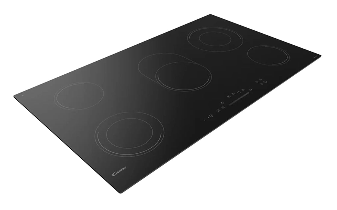 Candy CH95CE | 5 Zone | 90 CM Built-In Vitroceramic Hob | Touch Control, Black | Made in Italy