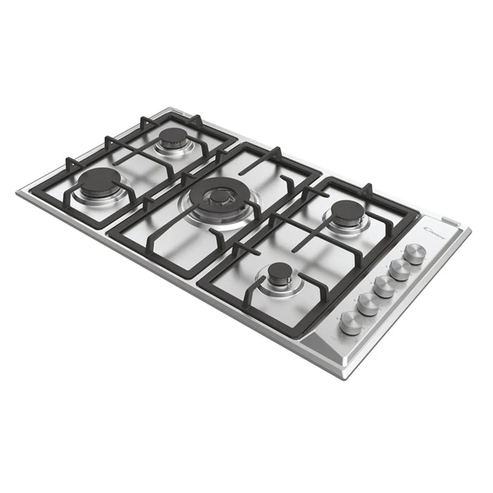 Candy CHG938WPXLPG | 90 CM Steel Built In 5 Burner Gas Hob