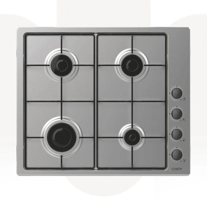 Candy CHW6LBX LPG | 60 CM Built-In Gas Hob | 4 Burners | Stainless Steel, Safety Device | Made In