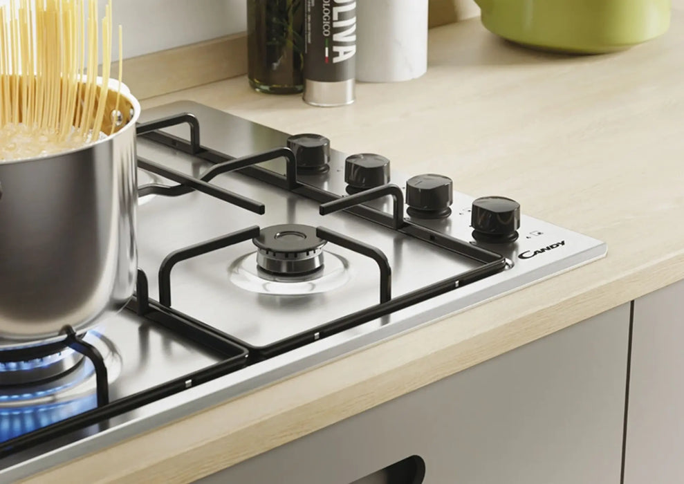 Candy CHW6LBX LPG | 60 CM Built-In Gas Hob | 4 Burners | Stainless Steel, Safety Device | Made In