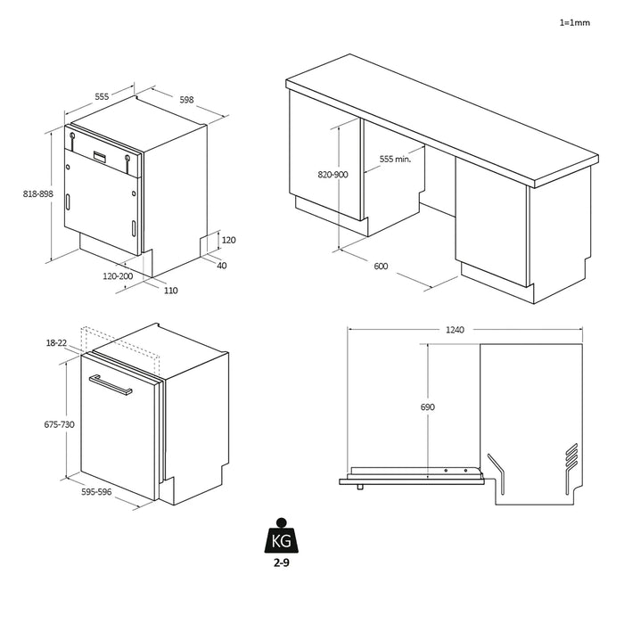 Candy CI 4E7F0A-19 | Built-In Fully Integrated Dishwasher | 14 Place Settings | Wi-Fi