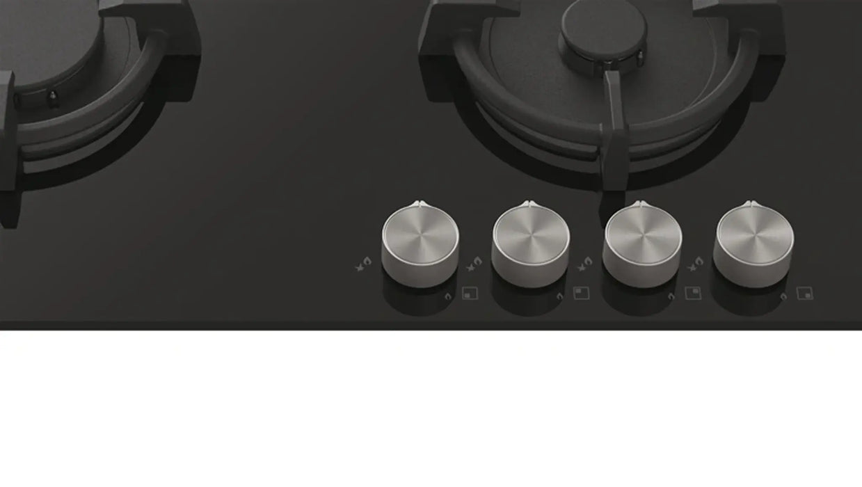 Candy CVG6PXLPG | Built-In Gas on Glass Hob 60cm | 4 Burners, 7kW, Black Tempered Glass