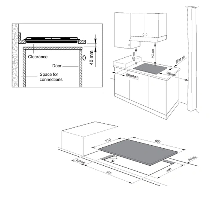 Candy CVG938WPBLPG | 90cm Built-In Gas on Glass Hob | 5 Burners, Central Wok | Made in Italy
