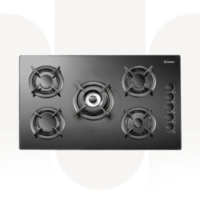 Candy CVG9CB SASO | 90 CM Built In Gas Hob | 5 Burners, Black Glass, SASO Certified | Made in Italy
