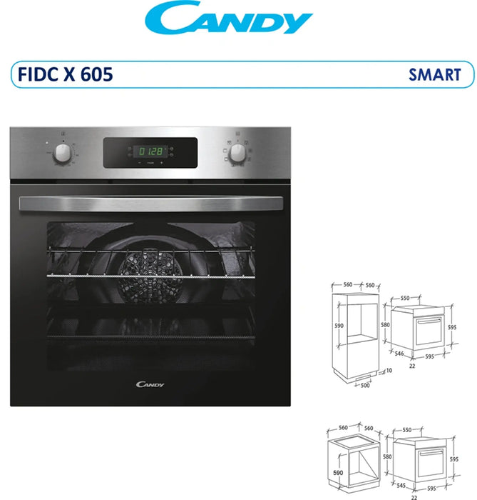 Candy FIDCX605 | Built-In Electric Oven 65L | A+ Rated, 8 Functions, Touch Control