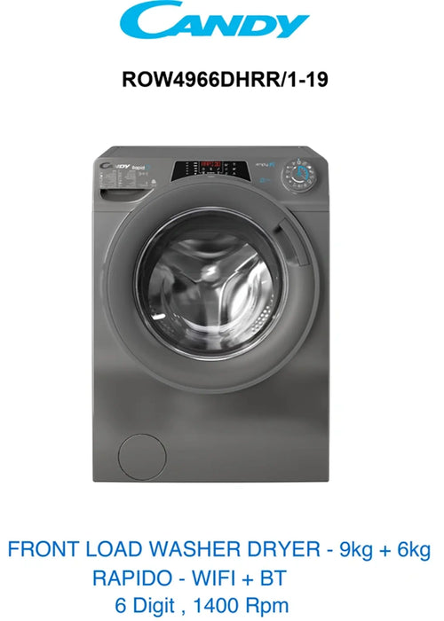 Candy ROW4966DHRR-1-19 | 9KG/6KG Washer Dryer | WiFi, Steam, 1400 RPM | Made In China